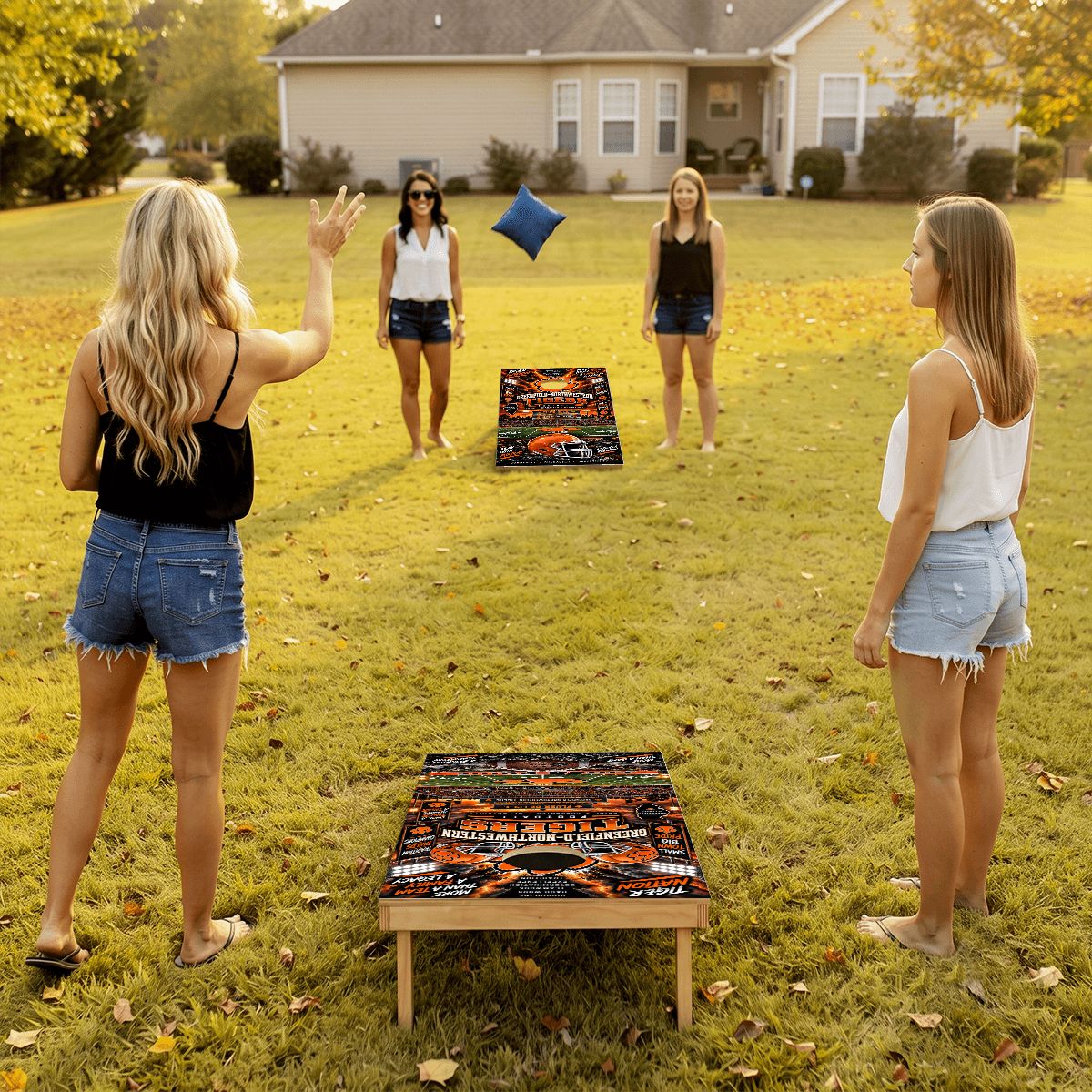 Cornhole Boards Game Set Greenfield- Northwestern Tigers