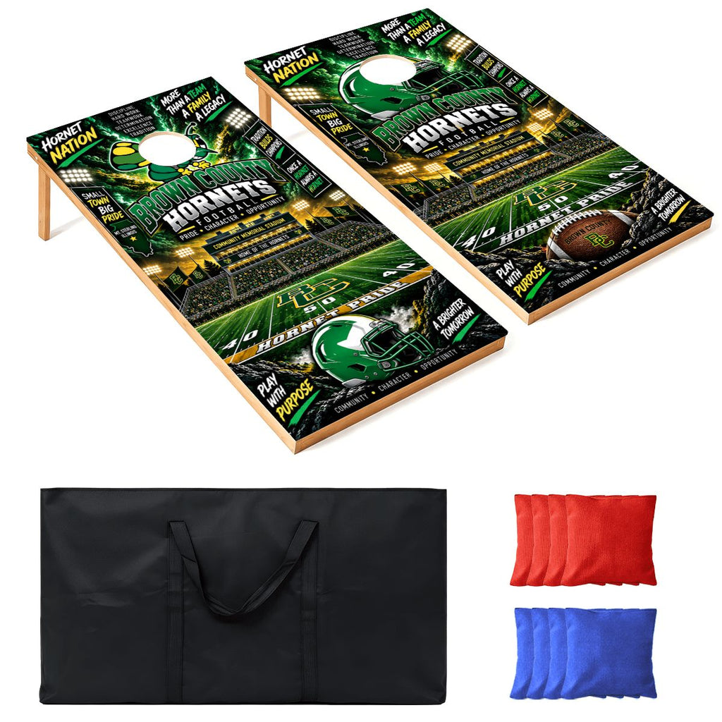 Cornhole Boards Game Set Brown County Hornets